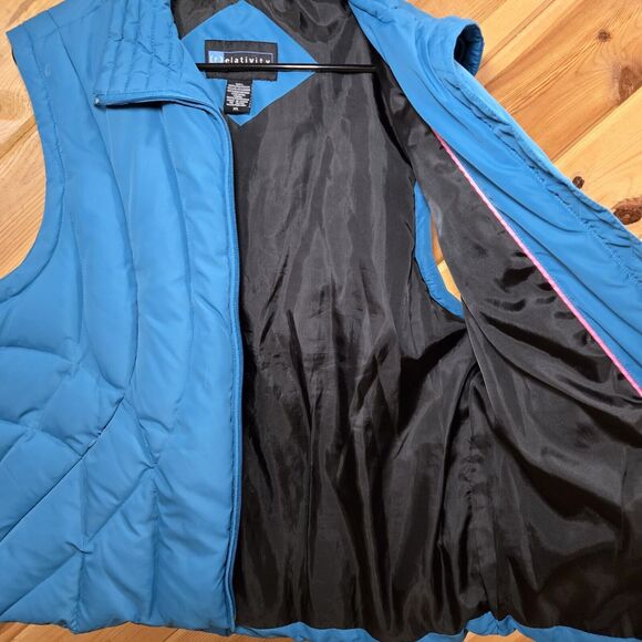 Relativity Womens Down/Feather Insulated Puffer Vest Teal XL - Picture 8 of 12
